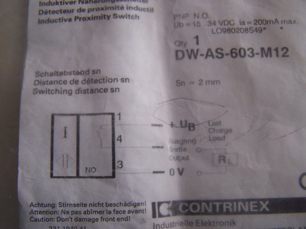Détecteur inductif CONTRINEX DW AS 603 M12