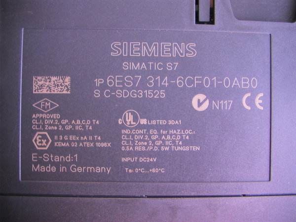 SIEMENS CPU314C 2 DP SIMATIC S7 6ES7 314 6CF01 0AB0