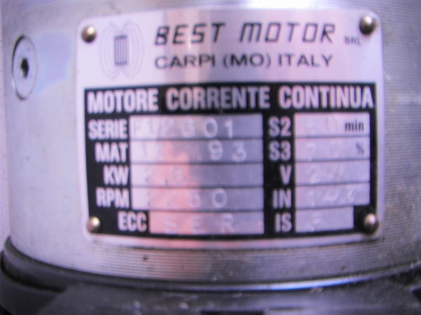 Moteur 24VDC BEST MOTOR F12601 2,6 Kw 2250 Rpm