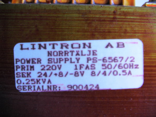 Alimentation LINTRON AB PS 6567/2 220VAC / 24VDC