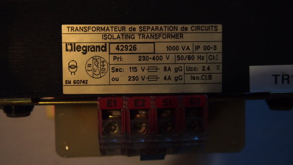 Transformateur LEGRAND 42926 230-400 V 115-230VAC 1000VA