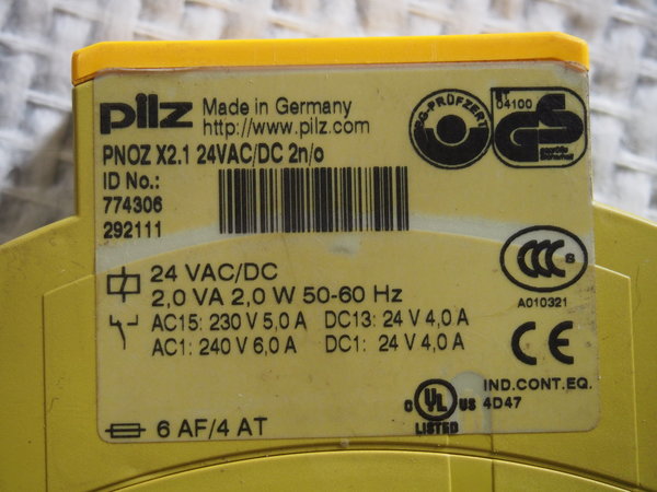 Relais sécurité PILZ PNOZ X2.1 24VDC 2N/0